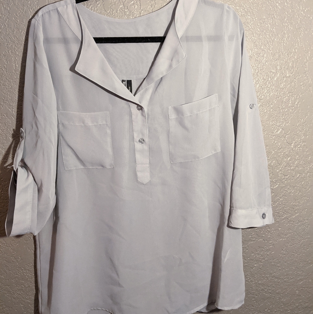 Maurices Light Gray Chiffon Blouse